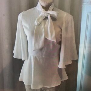 Elegant White Blouse with Bow Detail
